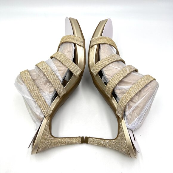 Lifestride Womens Size 7.5 Marquee Platino‎ Gold Dress Sandals Heels Shoes NEW - Picture 7 of 14